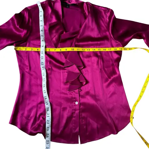 Lafayette 148 New York 100% silk ruffle blouse in fuschia pink EUC Size 6