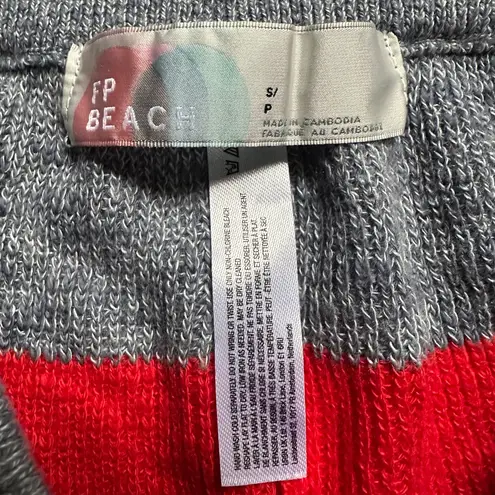 FP Beach Knit Shorts Women’s | Sz Small | Striped | Gray and Red
