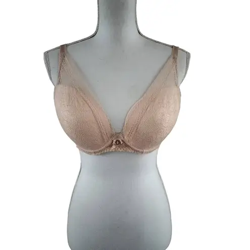 Chantelle  Size 34DDD Festivite Lace Plunge Bra Beige