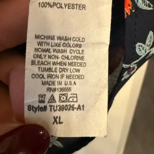 West Kei Floral Navy Blouse with Tie Front