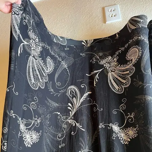 Coldwater Creek Silk 90s y2k floral butterfly set skirt cowl neck flutter sleeve vintage silk