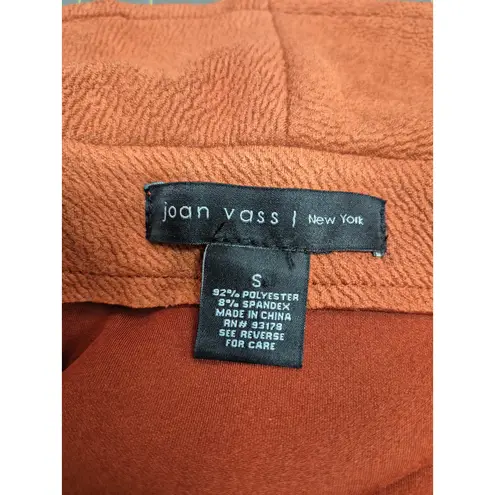 Joan Vass New York Shawl Collar Open Front Faux Leather Mid Jacket Paprika S