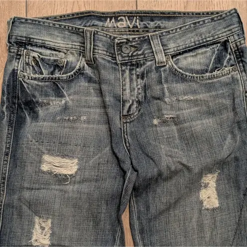 MAVI Corina Womens 28 Low Rise Slim Patched Pant JEANS Ripped Distressed Faded Blue