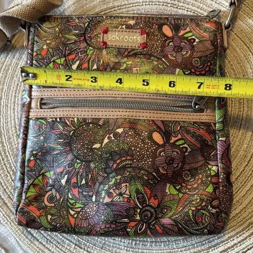 Sakroots Floral Crossbody‎ Bag Multi-Color Boho Adjustable Strap Zip Pocket