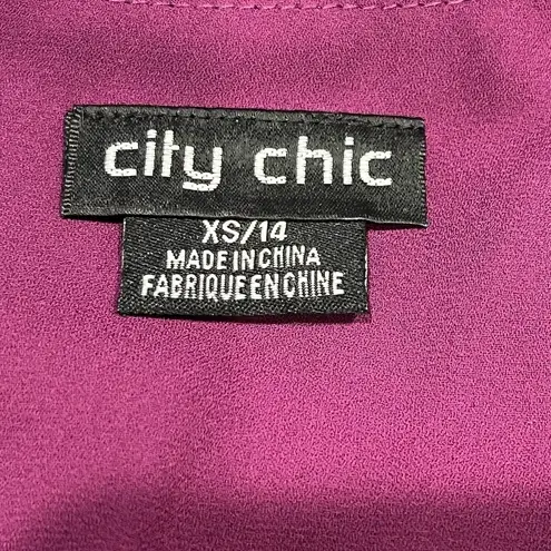 City Chic City Chick Wrap Shibara Vibes Top Magenta Size 14