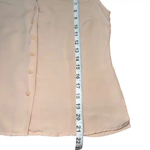 Kate Hill Petite 100% Silk Button Down Sleeveless Top Blouse Shirt Pink