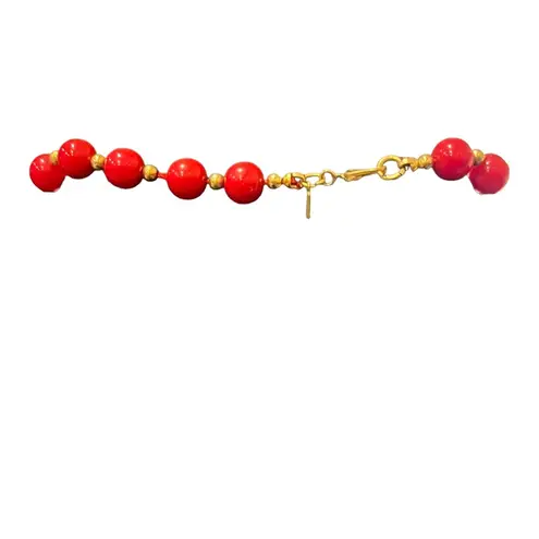 Monet  red and gold long beaded necklace vintage with gold clasp