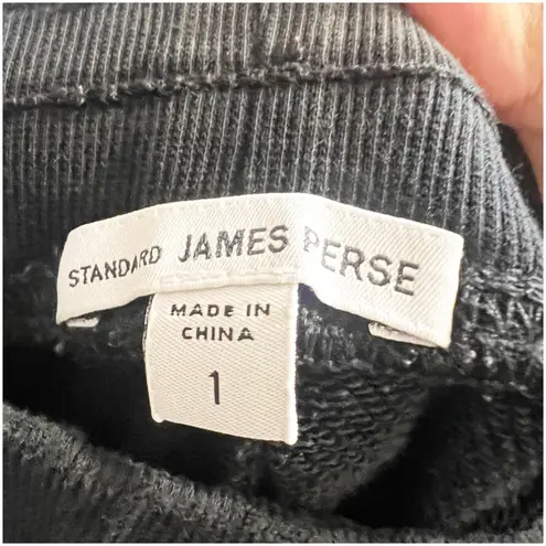 James Perse Women's Joggers Cotton Pants Black Ankle Cuffs Pockets Size 1