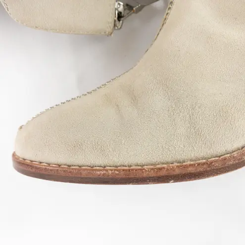 Anthropologie  Matiko Mylvia Tan Suede Front Zip Ankle Boots Womens 6