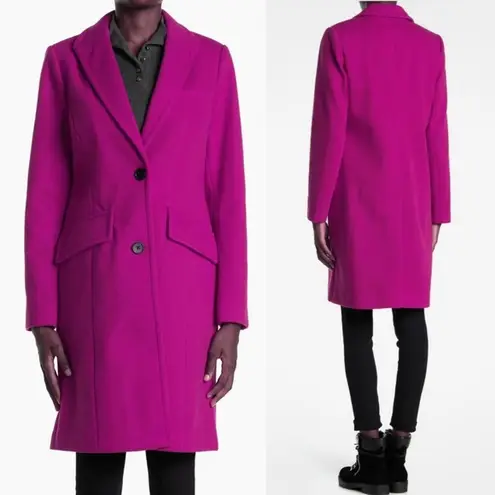 Bcbg MAXAZRIA Full Length Pea Coat Raspberry Size L NEW