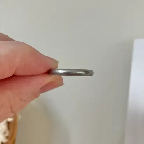 Minimal Thin Silver Pewter Band Ring Engagement Wedding Promise Simple Classic Jewelry