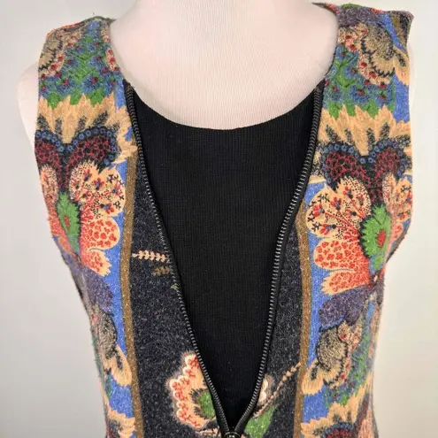 Aryeh Women's Black Sleeveless Floral Zipper Tunic Sweater Dress Size Medium