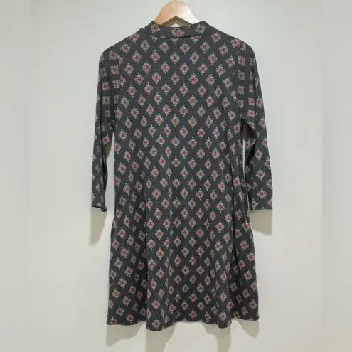MTS Turtle Neck Patterned Dress Gray Size M