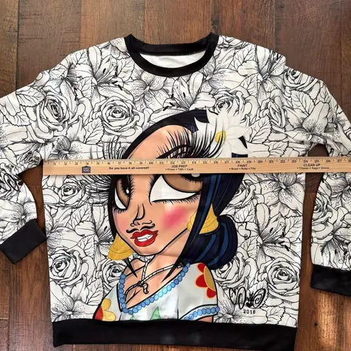 SANDONER 2018 limited edition graphic pullover top, RARE, plus size 2XL/3XL White