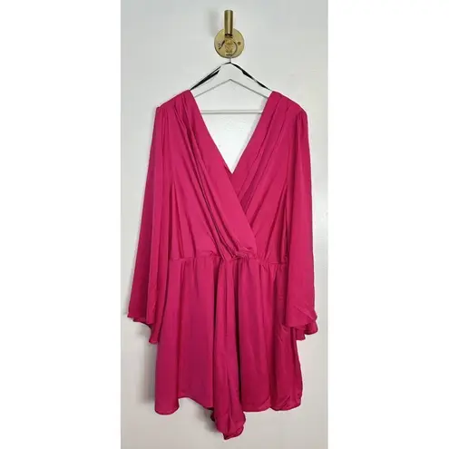 City Chic Plus Size Noelle Playsuit in Shock Pink Size L/20