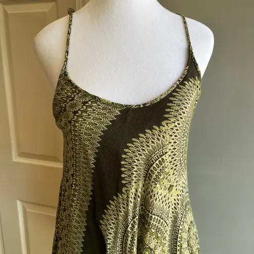 India Boutique Green Patterned Sun Dress Sleeveless Casual Lightweight Dress Size XS