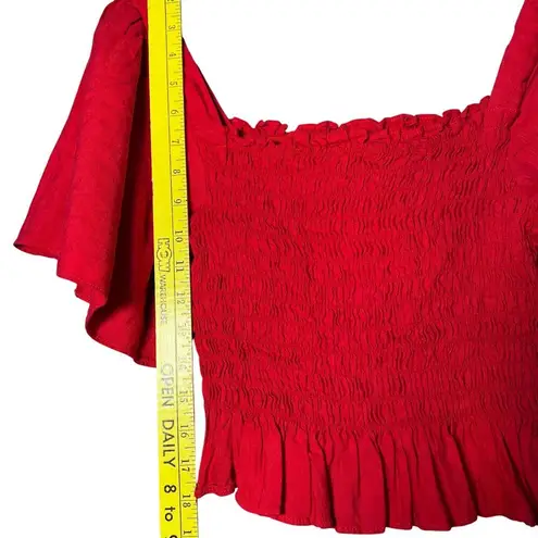 Lulus  Your Sunshine Red Smocked Flutter Sleeve Top Sz XL Spring Summer Vacation - Image 6