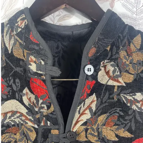 Vtg Reversible Vest Multicolor Button Front Tapestry Style Casual Outerwear Fall Size L