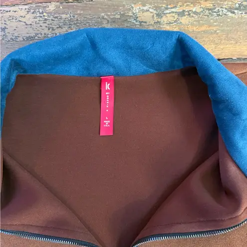 IC Collection Colorblocked Asymmetrical Quarter Zip Jacket ~ Size L 💛🍄 Brown Size L