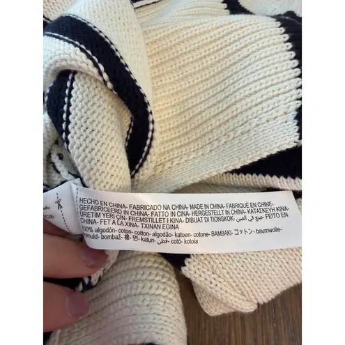 Massimo Dutti Striped Navy Cream Cotton gold Button Cardigan Sweater Women Sz SM