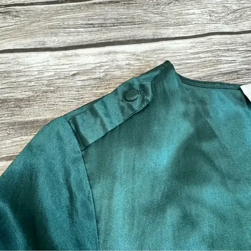 L'Academie Los Angeles Womens Casual Satin Tunic Blouse Emerald Green S SM Small