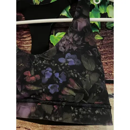 Lululemon  Break Free Sports Athletic Yoga Bra Nulux Frozen Floral Black Womens 8