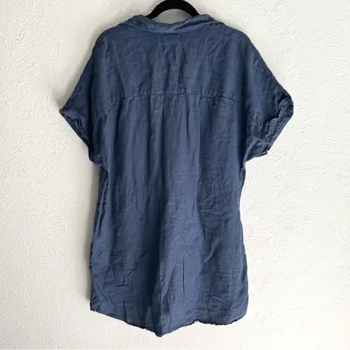 Grayson The Artist Short Sleeve Linen Dress Slate Blue Sz 4 Large