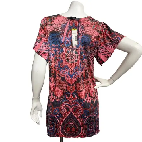 Covington Women's Cherry Missy Sublimation Top Blouse Size L NWT Artsy Print