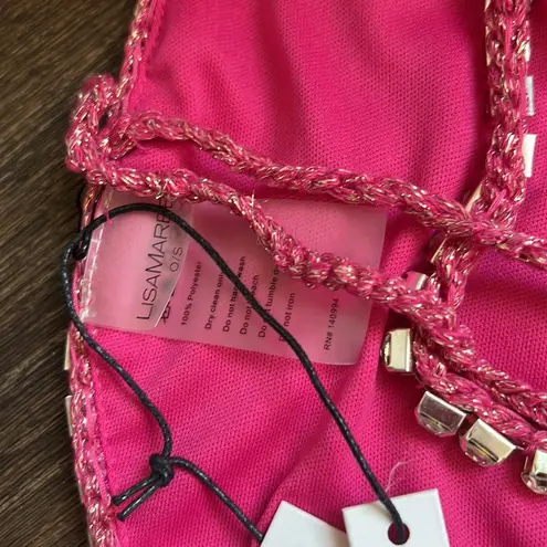 Delicate Dreams Crochet Crop Top in Pink Metallic Size undefined