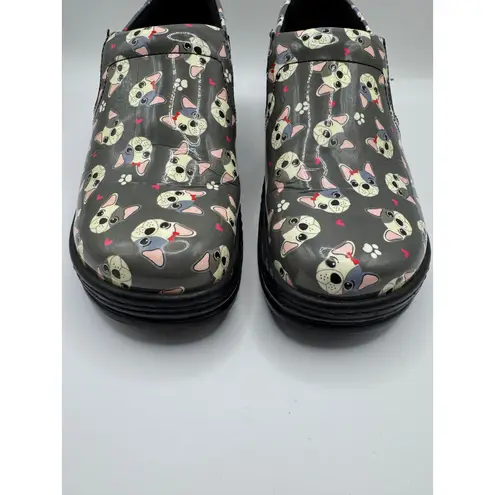 Klogs Shoes Women 8.5 Gray Naples French Me Bulldog Patent Leather Clogs