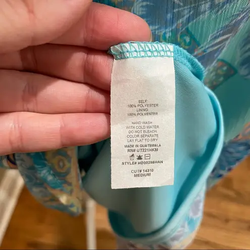 Bo Bel Swing Casual Printed Dress Aqua Blue Size Medium