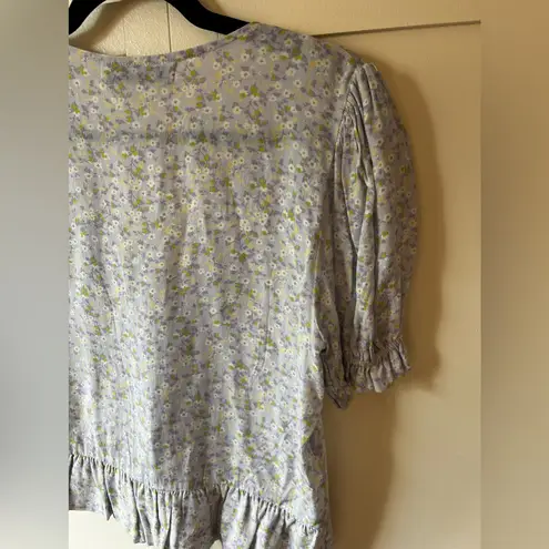 Sophie Rue Women’s NWOT Front Tie Puff Short Sleeve Floral Cottage Size S