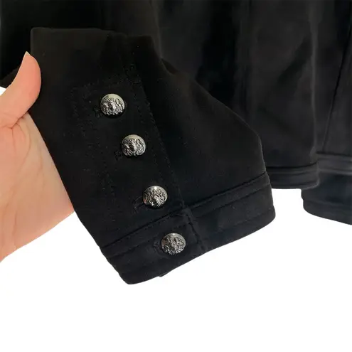 Carmen Marc Valvo Black Faux Suede Utility Jacket Large