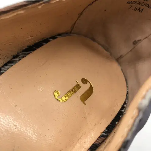 June Ambrose Wedge Sandal Suede Ankle Strap Geometric Beige Blue 7.5 Tan