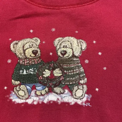 Northern Reflections XL Teddy Bear Holiday Crewneck Sweatshirt Red Christmas