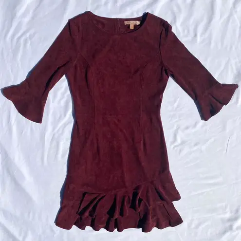 Aryeh Maroon Faux Suede Dress