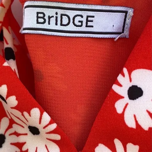 BriDGE Womens medium red Sleeveless Floral strappy spring sleeveless sun dress