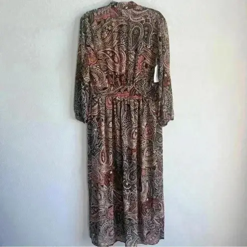 Dress Forum Floral Paisley Boho Long Sleeve Wrap/Duster Pocket Dress Size S NWT - Image 2