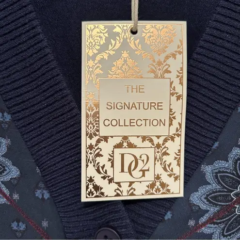 DG2 by Diane Gilman SoftEase Combo Printed Scarf Front Cardigan 2X NWT Blue