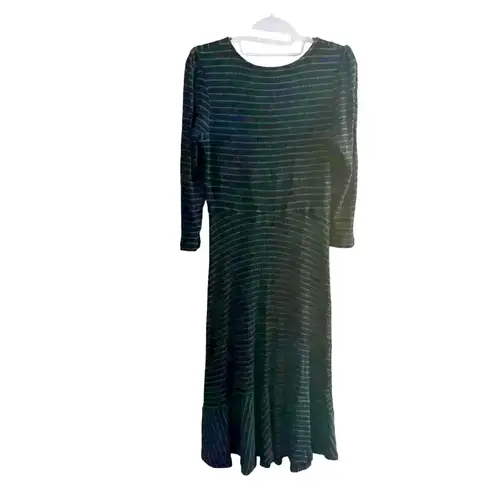 Maeve Anthropologie Flores Striped Dress Green Blue Medium