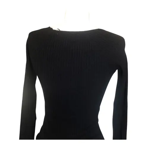 l*space L  Camryn Top Black Ribbed Sweater Long Sleeve Women's Size Small NWT - Image 6