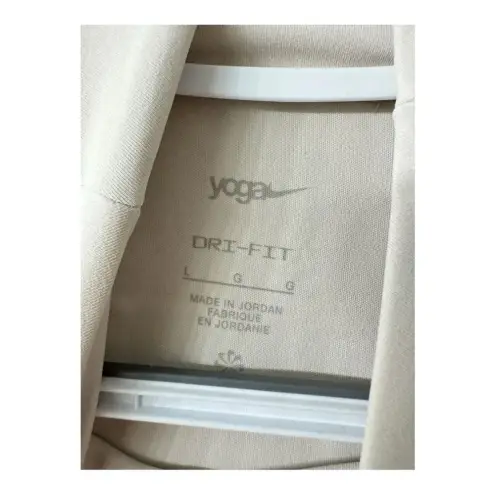 Nike  Cropped Raw Hem Long‎ Sleeve Mock Neck Cream White Running Top