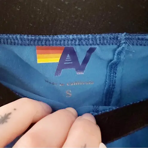 Aviator Nation  Activewear Bike Shorts Blue Nylon Spandex Athletic Athleisure