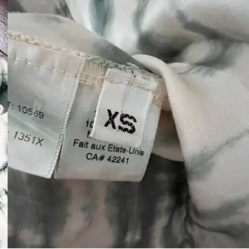 Starkx Kylie Top Green Tie Dye Silky Blouse Ruffle Long Sleeves Size XS