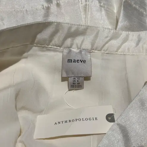 Maeve Anthropologie Pleated Taffeta Mini Skirt Size 8 Ivory