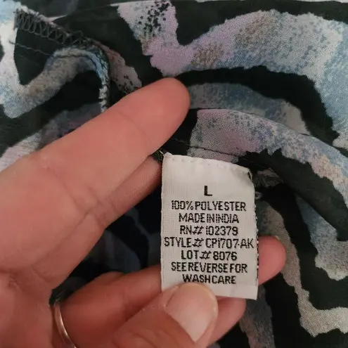 Ali & Kris Lavender Black Scalloped Pattern Open Front Kimono Size Large