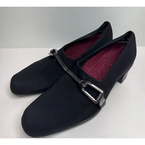 Munro Pumps Size 6 Black Square Toe Block Heel Arch Support