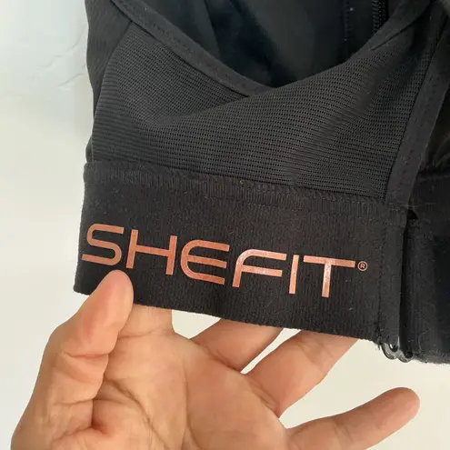 SHEFIT Black Front Zip Sports Bra High Impact Adjustable Support Women Size undefined