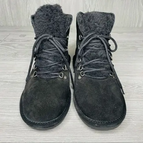 BEARPAW Nwot  kerri fuzzy tongue boots / booties black wool suede blend winter si thumbnail 3