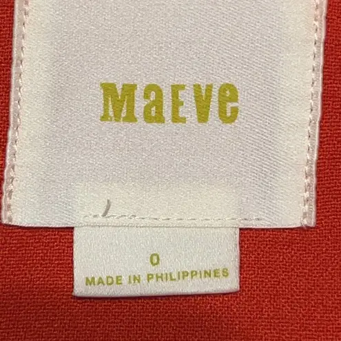 Maeve BY ANTHROPOLOGIE RED SKATER FULL SKIRT MINI ZIPPERED POCKETS WOMEN SIZE 0